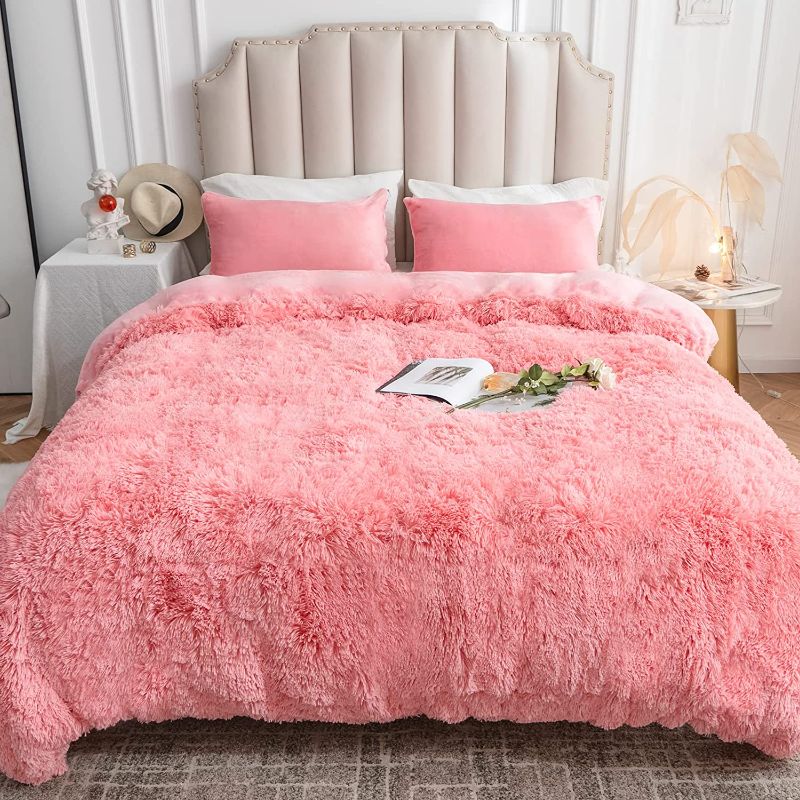 Photo 1 of 
CHOSHOME Plush Shaggy Duvet Cover Set Twin Size, Luxury Fluffy Faux Fur Comforter Cover Set, Fuzzy Flannel Bedding Set, 3 Pieces (1 Furry Duvet Cover + 2..