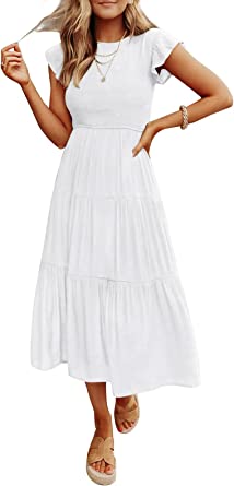 Photo 1 of WOMEN'S WHITE V-NECK DRESS W/POCKETS SIZE MEDIUM 