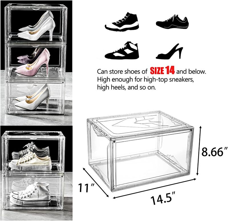 Photo 1 of Clear Shoe Box Stackable Plastic Sneaker Box Container