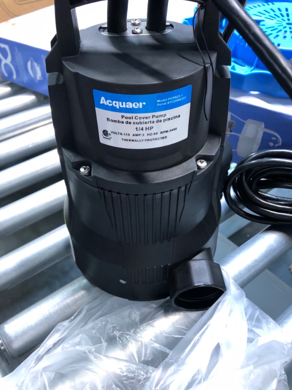 Photo 3 of Acquaer 1/4 HP Automatic Swimming Pool Cover Pump, 115 V Submersible Pump with 3/4” Check Valve Adapter & 25ft Power Cord, 2250 GPH Water Removal for Pool, Hot Tubs, Rooftops, Water Beds and more