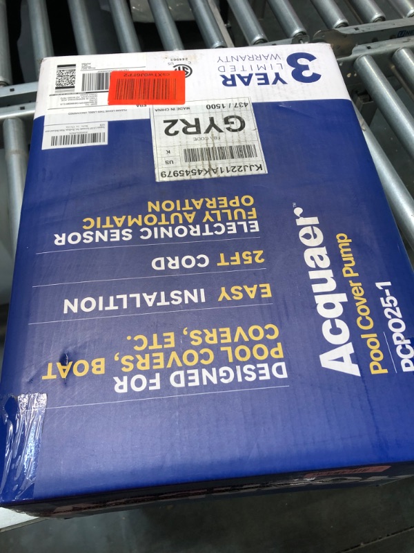 Photo 2 of Acquaer 1/4 HP Automatic Swimming Pool Cover Pump, 115 V Submersible Pump with 3/4” Check Valve Adapter & 25ft Power Cord, 2250 GPH Water Removal for Pool, Hot Tubs, Rooftops, Water Beds and more