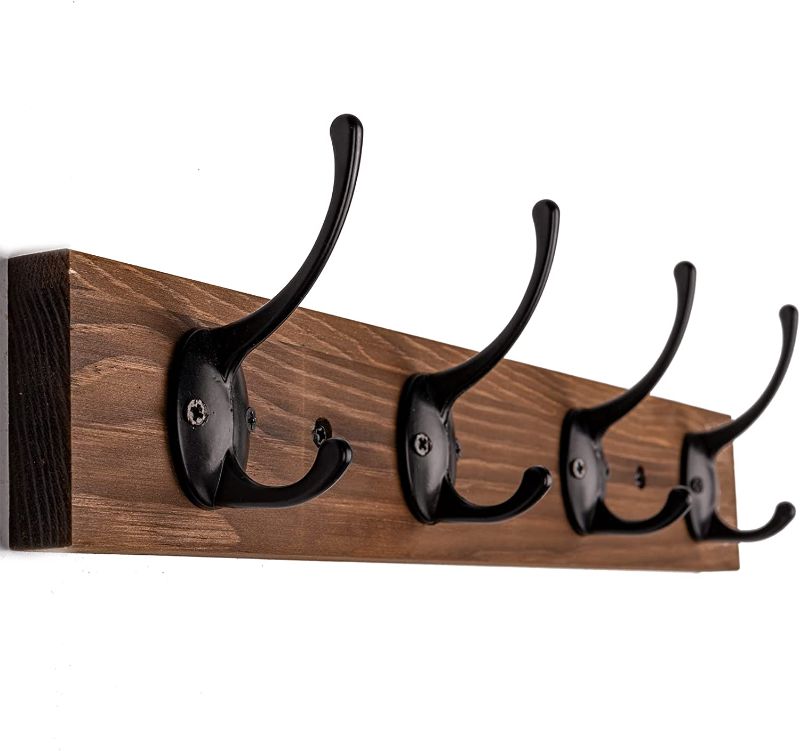 Photo 1 of 
VERTORGAN Coat Hooks for Wall,Coat Rack Wall Mounted,Hat Hooks and Hat Rack with 4 Hooks for Entryway, Bathroom, Bedroom(Brown)