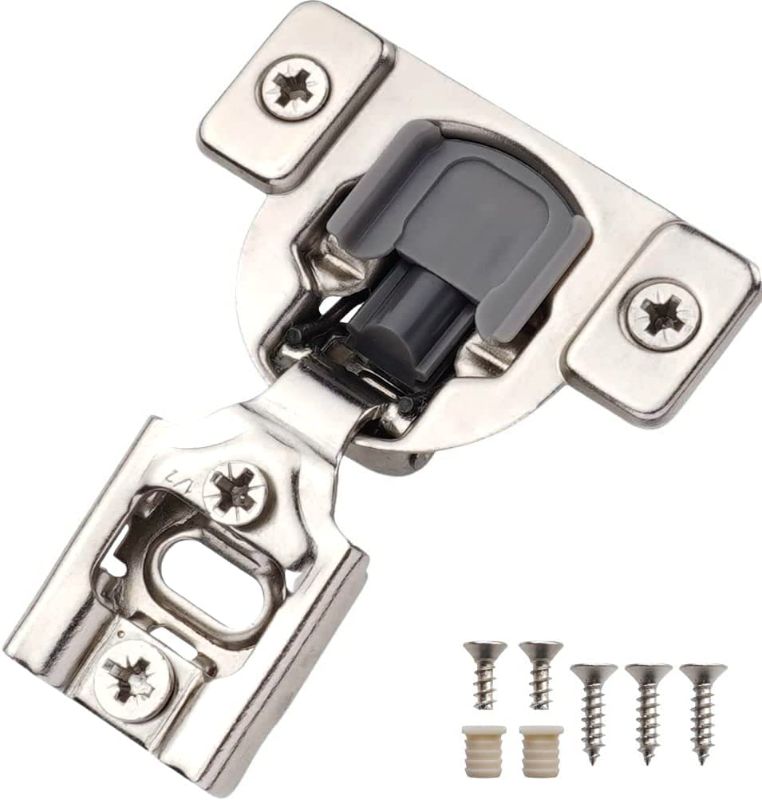 Photo 1 of DecoBasics 6 Pack 1/2 inch Overlay Soft Close Cabinet Hinges for Kitchen Cabinets -Hidden Self Closing Cabinet Hinges Brushed Nickel Concealed w/Built-in Soft Close Hinges Damper-3 Way Adjustability