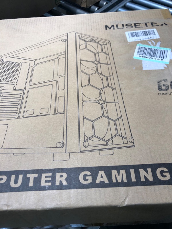 Photo 1 of MUSETEX 6pcs ARGB Fans Pre-Installed, USB 3.0 Tempered Glass ATX Mid-Tower Chassis Gaming PC Case Cable Management/Airflow Gaming Style ATX/Micro ATX/ITX...