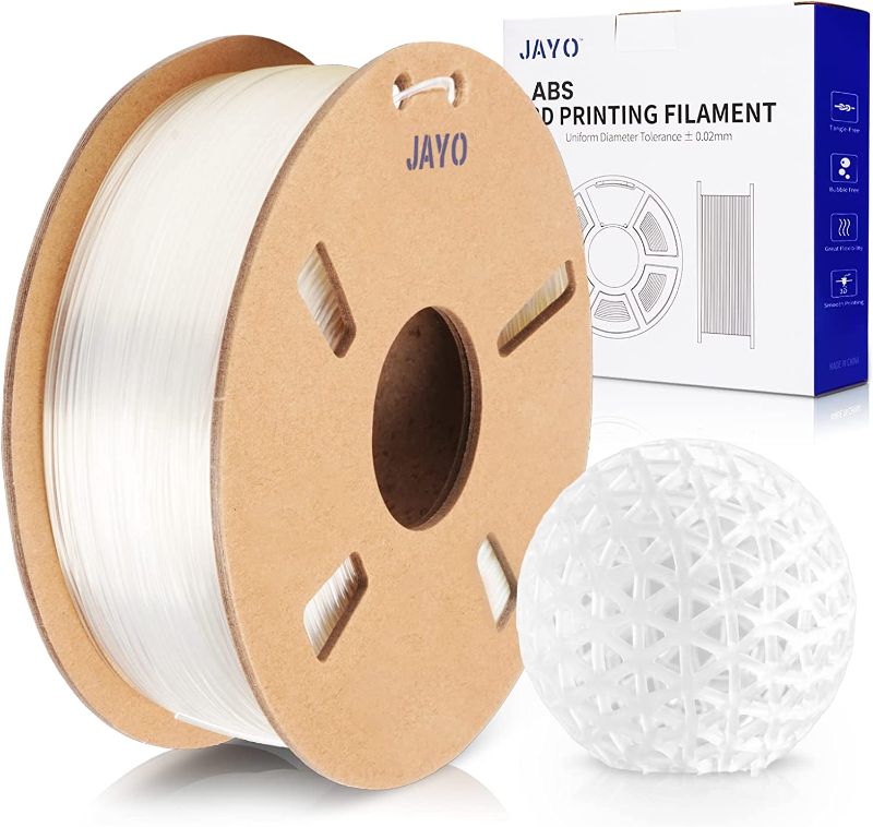 Photo 1 of JAYO PLA Filament 1.75mm, Upgraded PLA Meta 3D Printer Filament 0.65KG, Diameter 1.75mm ± 0.02mm High Fluidity Fast Print 3D Printing Consumables, 1.4LBS CLEAR 3D Filament