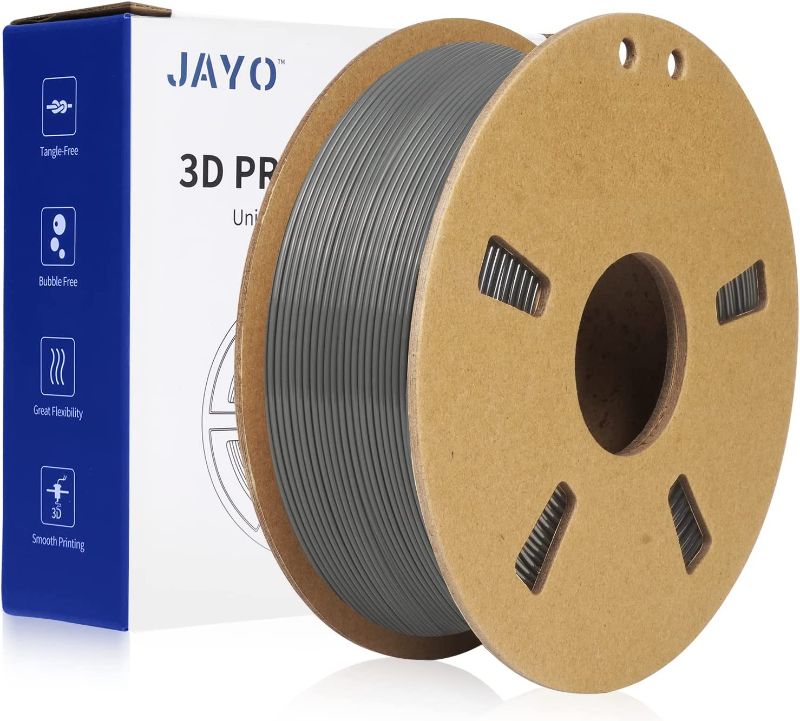 Photo 1 of JAYO PLA Filament 1.75mm, Upgraded PLA Meta 3D Printer Filament 0.65KG, Diameter 1.75mm ± 0.02mm High Fluidity Fast Print 3D Printing Consumables, 1.4LBS GRAY 3D Filament