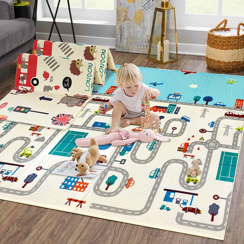 Photo 1 of Mergren Baby Play Mat,Large Waterproof Foam Foldable Baby Crawling Mat with Reversible Double-Sided Patterns,Anti-Slip Floor Playing Mats for Infants,Toddlers,Indoor,Outdoo