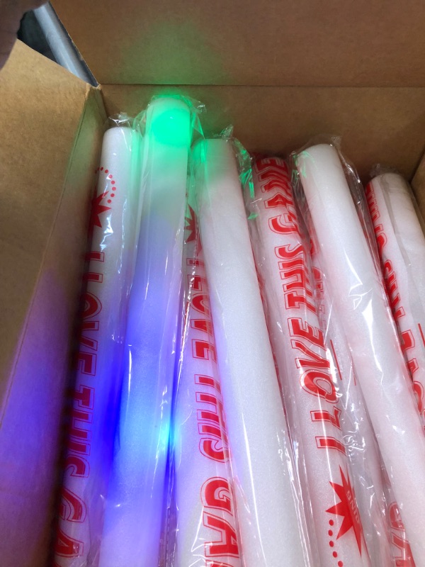Photo 6 of 15 Pcs Foam Glow Sticks Bulk, LED Light Up Foam Sticks, Glow in the Dark Party Supplies for Kids Adults, 3 Flash Modes, for Wedding Halloween Birthday Christmas Rave Party Favors
