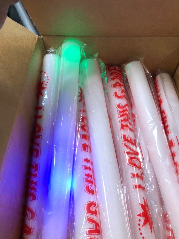 Photo 5 of 15 Pcs Foam Glow Sticks Bulk, LED Light Up Foam Sticks, Glow in the Dark Party Supplies for Kids Adults, 3 Flash Modes, for Wedding Halloween Birthday Christmas Rave Party Favors