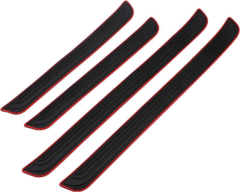 Photo 1 of Autogood Car Door Sill Plate Protectors,Door Entry Guards Sill Scuff Cover Panel Step Protector Sticker 4PCS Universal,Black/Red
