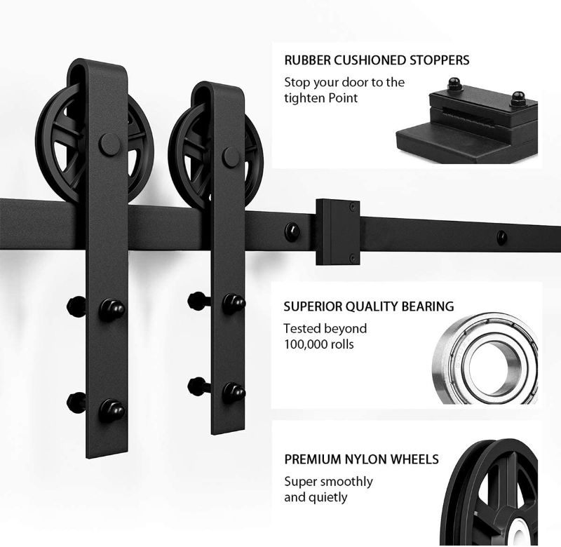 Photo 1 of 
SMARTSTANDARD 6 Feet Heavy Duty Sliding Barn Door Hardware Kit, Black, Smoothly and Quietly, Simple and Easy to Install,