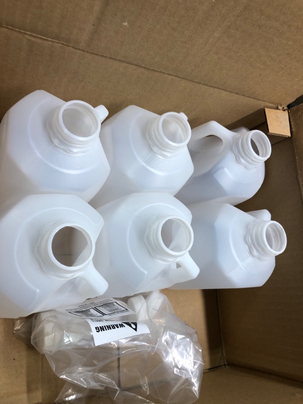 Photo 3 of (6Pk) Mini Milk Jugs Plastic With Lid Quart Size Jugs Empty Milk Jugs, Use For Milk, Brews, Juice, Teas, Easy Grip Easy Pour Pitcher Elderly, Special Needs & Small Hands, Food Safe, Hdpe Squat 32 Oz