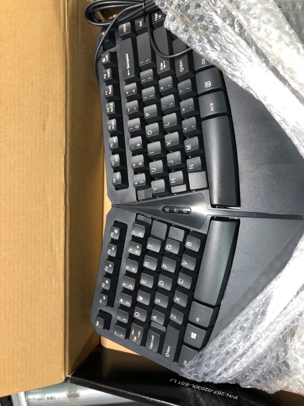 Photo 1 of Perixx PERIBOARD-413B US, Wired USB Ergonomic Compact Split Keyboard - 15.75x10.83x2.17 inches TKL Design - Black - US English Black Wired