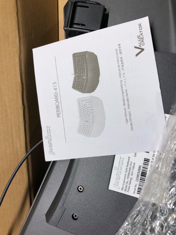 Photo 3 of Perixx PERIBOARD-413B US, Wired USB Ergonomic Compact Split Keyboard - 15.75x10.83x2.17 inches TKL Design - Black - US English Black Wired
