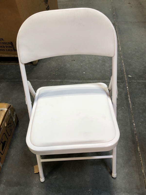 Photo 4 of 6 Pack Folding Chair Fabric Padded Metal Folding Chair Indoor Outdoor Foldable Chairs Card Table Chairs Metal Armless Chairs with Non-Slip Feet for Commercial Meeting Wedding Party Event WHITE