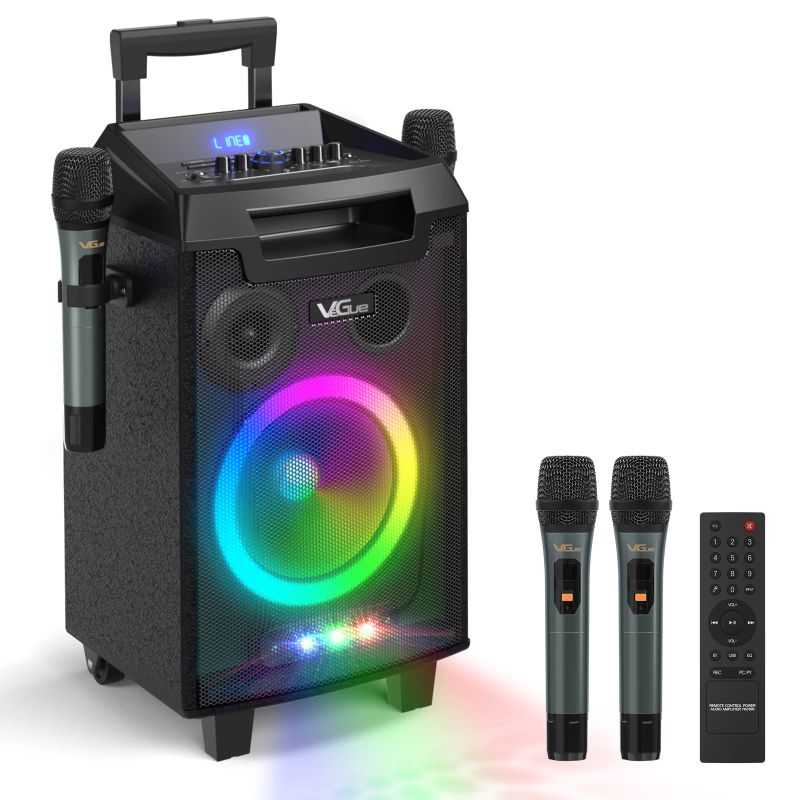 Photo 1 of VeGue Karaoke Machine, Bluetooth Speaker PA System for Adults & Kids with 2 Wireless Microphones, 8'' Subwoofer, Wireless Singing Machine for Christmas Party, Wedding, Gathering(VS-0866)