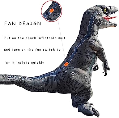 Photo 1 of Inflatable Costume,Adult Dinosaur Costume,Velociraptor,Halloween Dinosaur Costumes,T-rex Costume,Blow Up Dinosaur Costume,Full Body Christmas Costume Grey