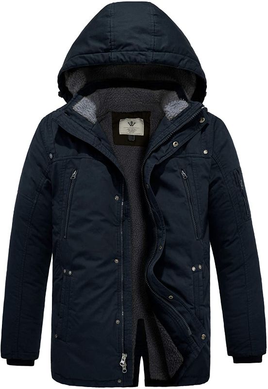 Photo 1 of 
WenVen Men's Winter Thickened Warm Sherpa Lined Parka Jacket Windproof Coat With Hood XX-Large Navy