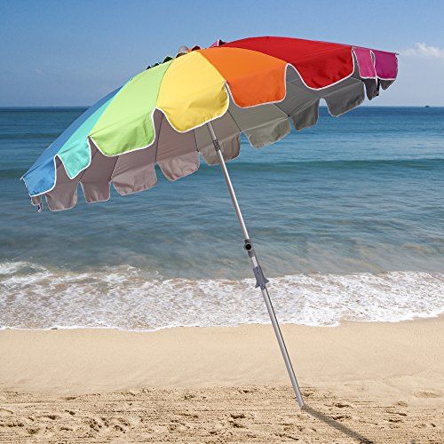 Photo 1 of AMMSUN Beach Umbrellas for Sand Heavy Duty Wind Portable,6.5ft Outdoor Umbrella with Sand Anchor and UV 50+ Protection, Includes Carry Bag for Beach, Patio, and Garden,  Stripes
AMMSUN Beach Umbrellas for Sand Heavy Duty Wind Portable,6.5ft Outdoor Umbrel