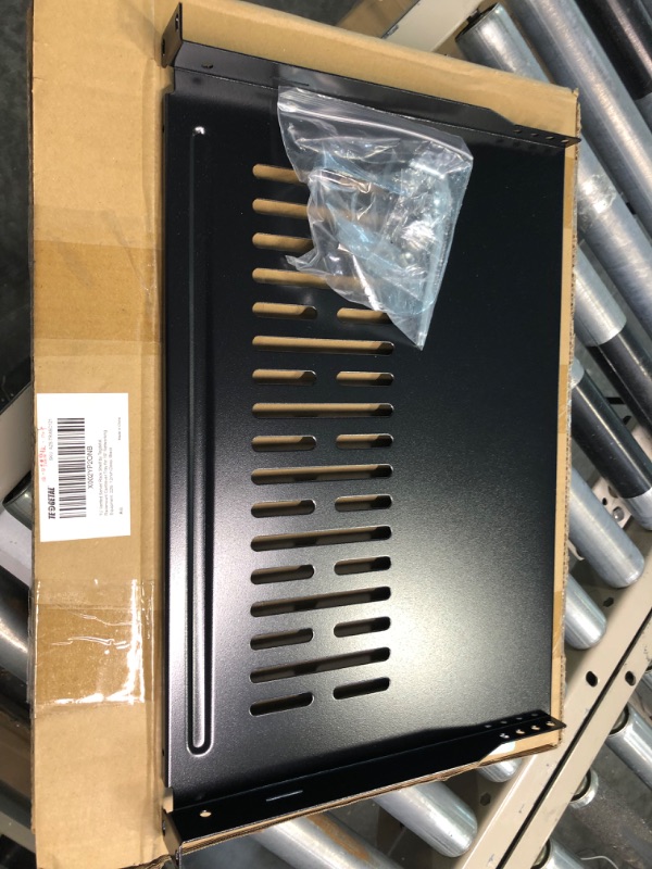 Photo 1 of Rack Shelf 1U Vented Server Rack Mount Cantilever Tray, 50 lbs, 12 inches Deep, Black