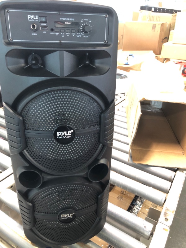 Photo 4 of 
Pyle Portable Bluetooth PA Speaker System - 600W Rechargeable Outdoor Bluetooth Speaker Portable PA System w/ Dual 8” Subwoofer 1” Tweeter, Microphone In,...