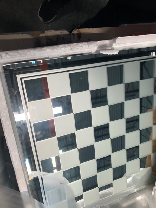 Photo 4 of Avant-Garde Black Frosted Glass Chess Set with Mirror Board