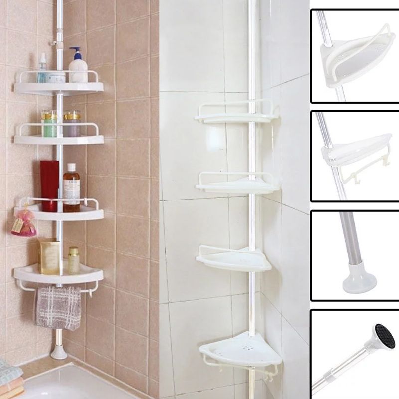Photo 1 of 4-Layer Storage Fan-shaped Shelf Bathroom Bathtub Shower Caddy Holder Corner Rack Shelf Organizer Accessory