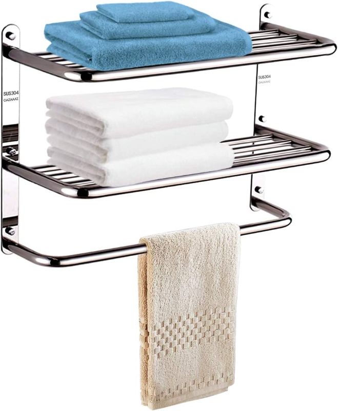 Photo 1 of 
Aiptosy Hotel Towel Rack, 3-Tier Bathroom Shelf with Towel bar - Wall Mounted, 23 Inch, Bright-Polished, SUS304 Stainless Steel