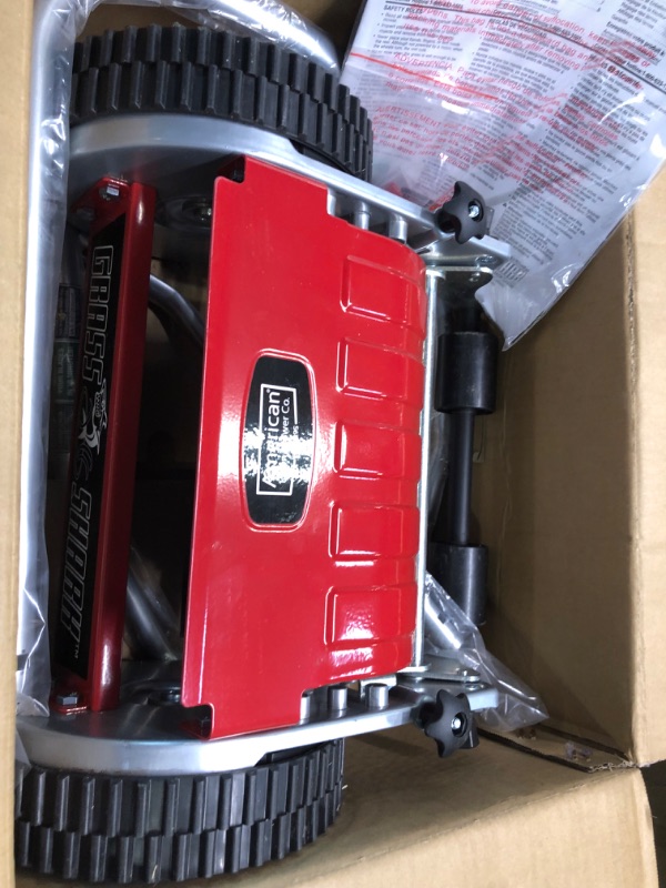 Photo 1 of American Lawn Mower Company 101-08 Youth Grass Shark 8-Inch 5-Blade Manual Push Reel Lawn Mower, Red