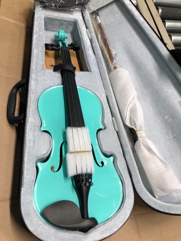 Photo 4 of 
Violin Set for Students - 1/2 Varnish Spruce Fiddle for Beginners with Hard Case, Bow, Shoulder Rest, Rosin, Tuner, Extra Bridge Strings 


