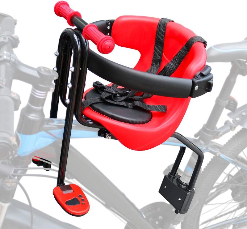 Photo 1 of 
Baby Bicycle Seat - Front Mounted Child Bike Seat with Handrail, Kids Bike Seat for Adult Bike
Color:Red