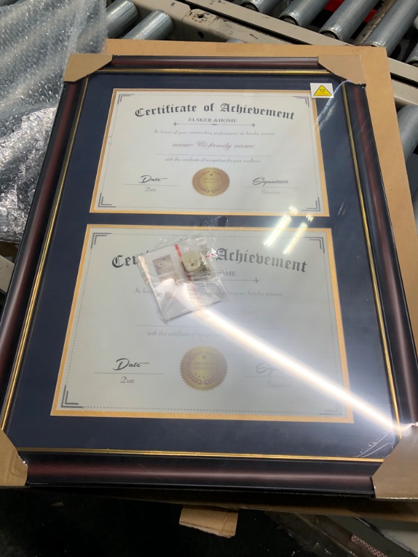 Photo 1 of 
ELSKER&HOME Double Certificate Frame-Cherry Wood Color Golden Rim- 2.0 mm Panels-Made for Document&diploma For TWO 8.5x11 Inch with Mat and 14x20...
Color:Blue Mat Golden Rim