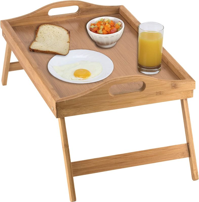 Photo 1 of  Bed Tray table with folding legs, and breakfast tray Bamboo bed table and bed tray with legs