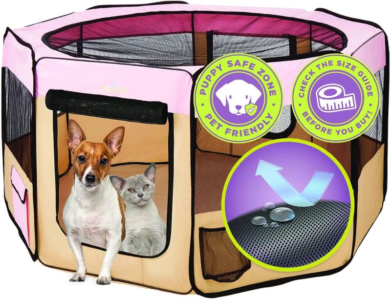 Photo 1 of 
Zampa Dog Playpen Medium 45"x45"x24" Pop Up Portable Playpen for Dogs and Cat, Foldable | Indoor/Outdoor Pen & Travel Pet Carrier + Carrying...
Style:Pink