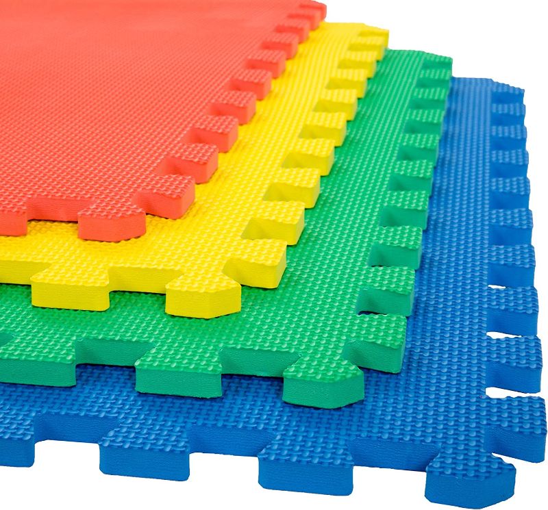 Photo 1 of Interlocking EVA Foam Floor Tiles with Border Pieces - Great for Use as a Play Mat or Home Exercise Flooring by Stalwart
Color:Multi-color