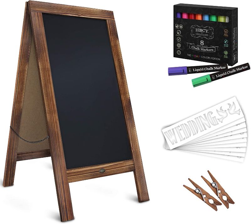 Photo 1 of Rustic Magnetic A-Frame Chalkboard Deluxe Sign/Large 40" x 20" Sturdy...Torched Brown