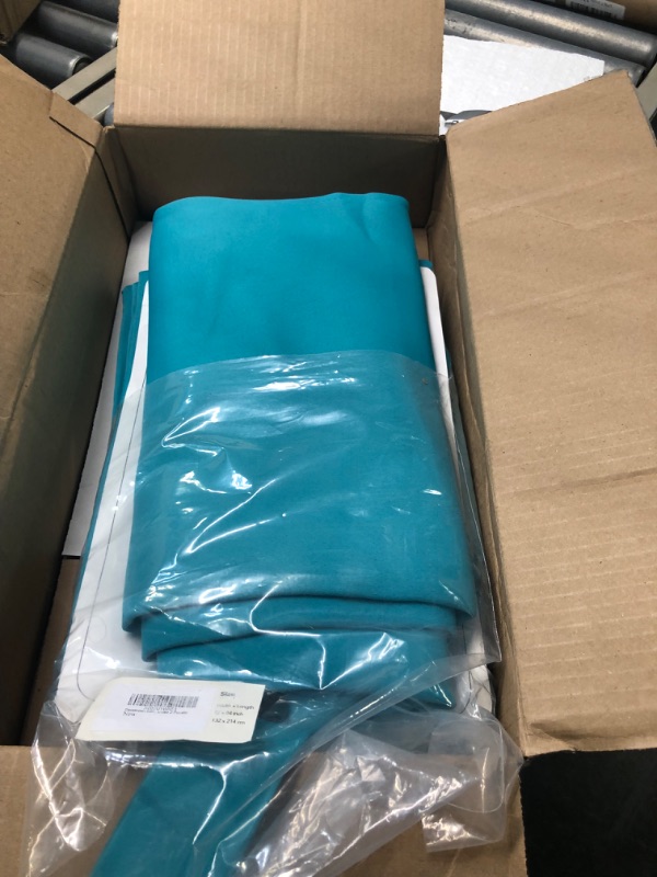 Photo 3 of Deconovo 100% Light Blocking Out Curtains, Noise Reducing Performance Drapes with Black Lining, Full Sun Blocking Draperies for Overnight Shift Workers (Teal Blue, 2 Panels, 52 Wide x 84 Long)