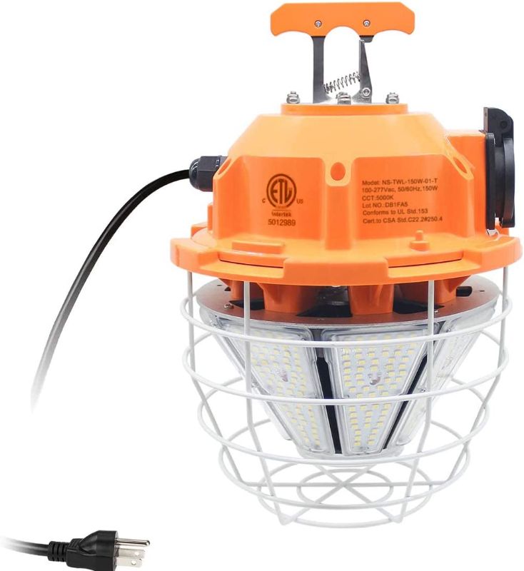 Photo 1 of 
NS 150W High Bay Outdoor Temporary LED Work Light 24250Lm 5000K Daylight White with Stainless Steel Guard and Hook Portable Hanging Lighting for...
Color:Orange