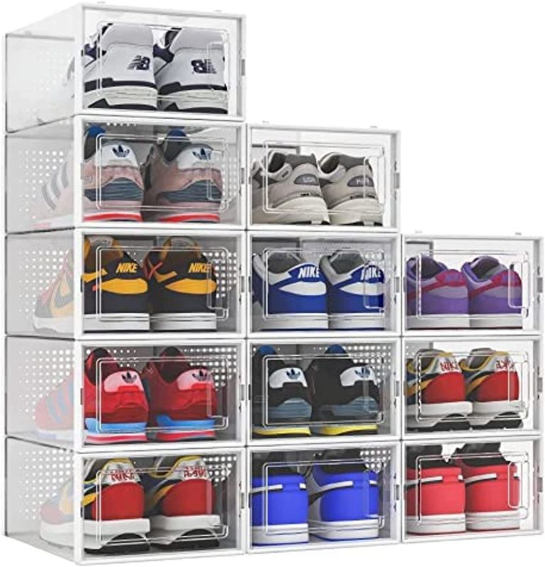 Photo 1 of 
. 12 Pack Shoe Storage Boxes, Clear Plastic Stackable Shoe Organizer Bins, Drawer Type Front Opening Shoe Holder Containers