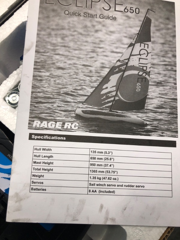 Photo 4 of Rage RC B1302 Eclipse 650 Ready to Boat Sailboat, (RGRB1302)