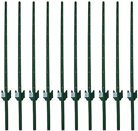 Photo 1 of 7 Feet Sturdy Duty Metal Fence Post, Pack of 10, U Post for Fencing Green Fence Posts for Garden Yard and Outdoor Wire