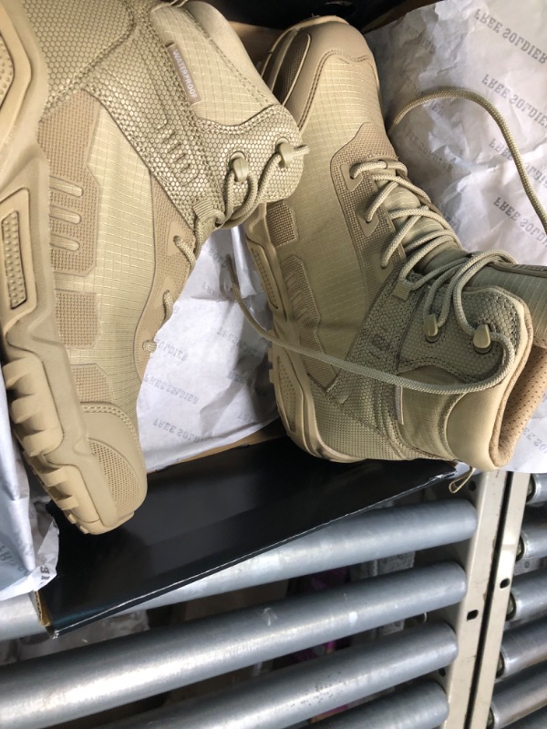 Photo 1 of FREE SOLDIER Men's Waterproof Hiking Boots Lightweight Work Boots Military Tactical Boots Durable Combat Boots Waterproof Sand 9.5