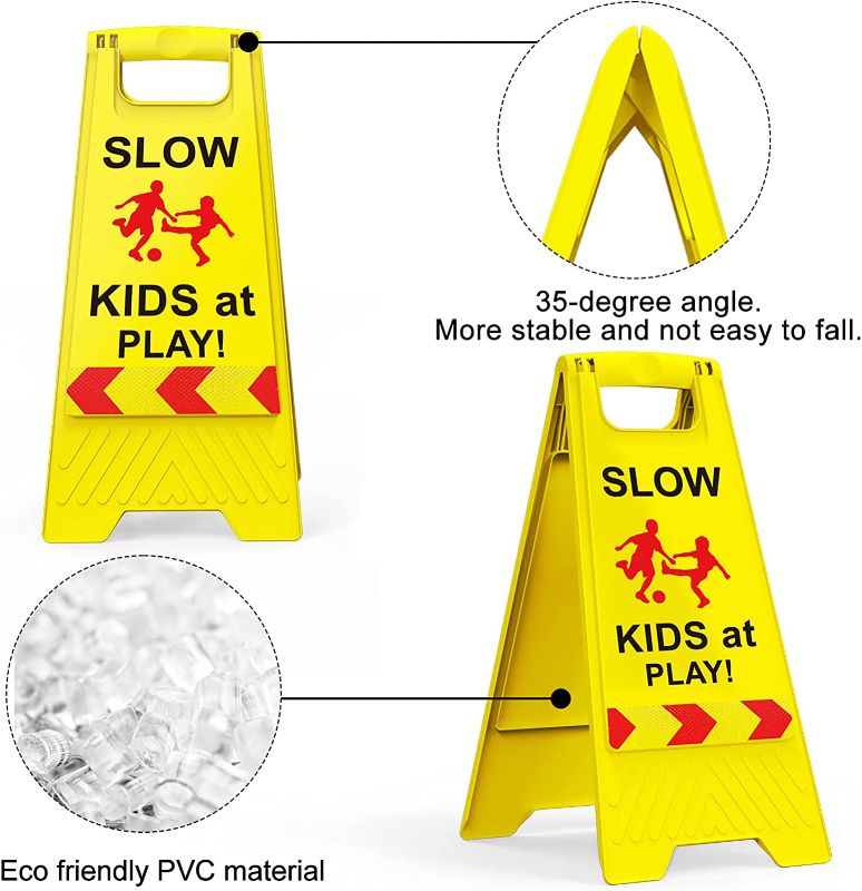 Photo 1 of 
Children at Play Safety Signs, 1 Pack Kids at Play Signs with Reflective Tape, Double-Sided Text and Graphics Easier to Identify, Kids at Play and Slow Down...
