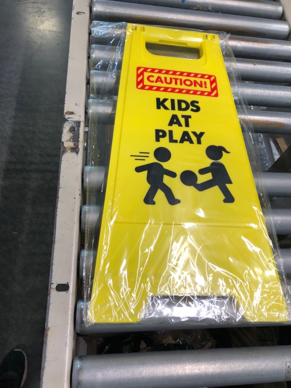 Photo 2 of 
Children at Play Safety Signs, 1 Pack Kids at Play Signs with Reflective Tape, Double-Sided Text and Graphics Easier to Identify, Kids at Play and Slow Down...
