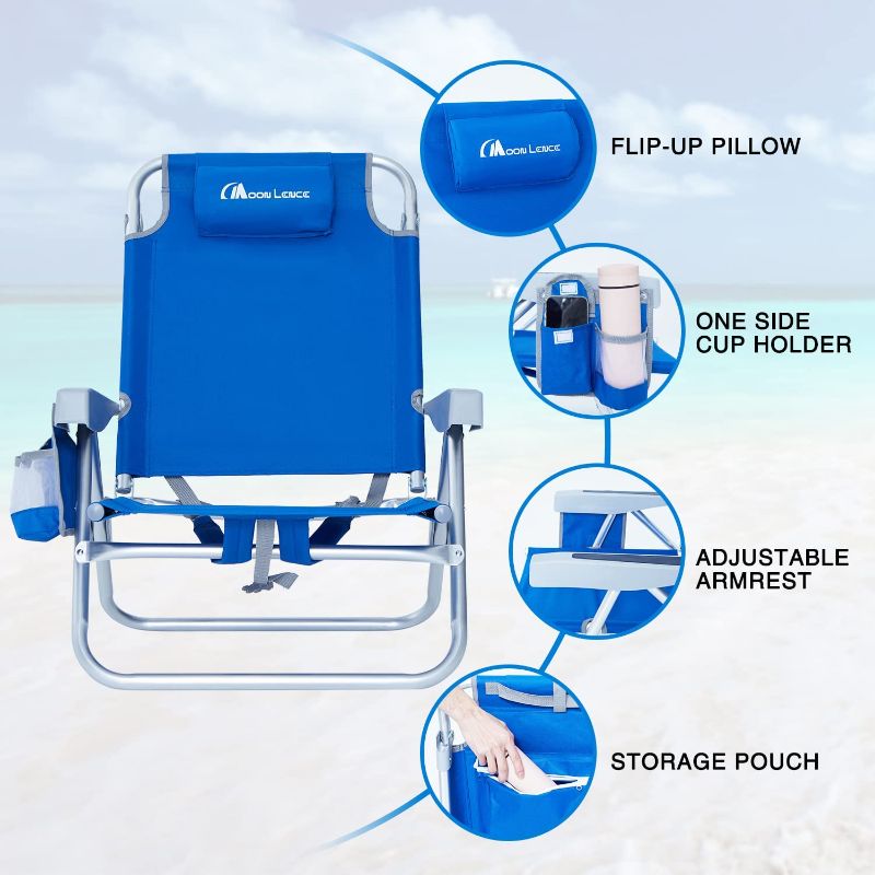 Photo 1 of 
MOON LENCE Folding Beach Chair with 5 Positions High Recliner Chair Lightweight Portable Backpack Chair with Towel bar for Camp,Outdoor,Travel