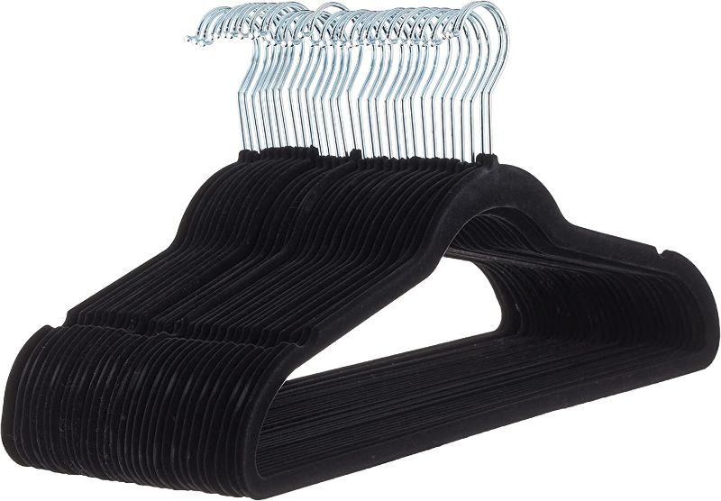 Photo 1 of 
 Velvet, Non-Slip Suit Clothes Hangers, Black/Silver - Pack of 95 hangers