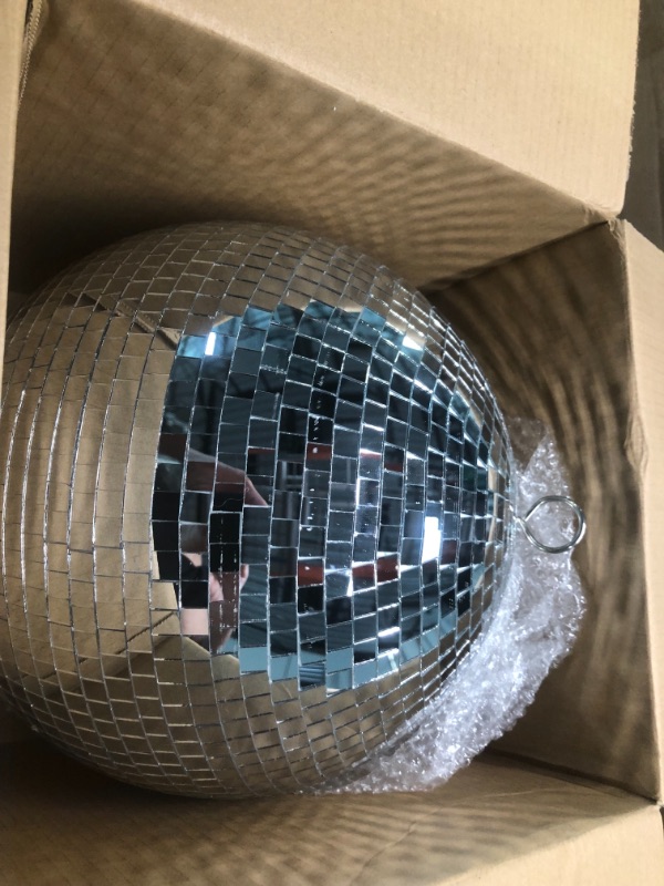 Photo 2 of 12" Disco Ball Mirror Ball Disco Party Decoration Stage Light Dj Light Effect Home Business Christmas Display Decoration Silver