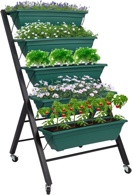 Photo 1 of  Vertical Elevated Garden Bed Freestanding Herb Garden Raised Planter Box with 5 Container for Outdoor Indoor Vegetables Flowers