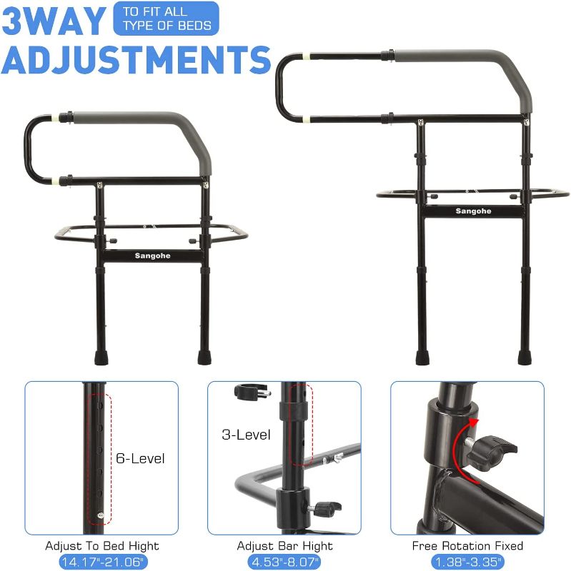 Photo 1 of 
Sangohe Bed Rail for Elderly, Bed Assist Grab Bar Handle with Storage Pocket, Safety Bed Rails for Elderly Adults Getting in & Out of Bed at Home and...