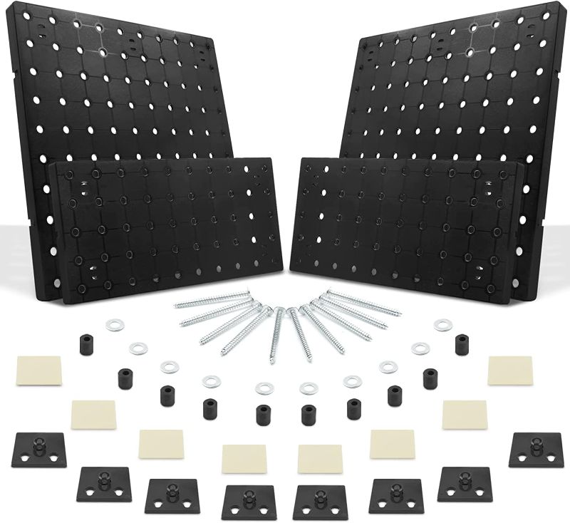 Photo 1 of  Black Pegboard Wall Organizer Kit, Plastic Craft Pegboard Display Small Pegboard Panels Kitchen Peg Boards for Walls - 2 Installation...8pc